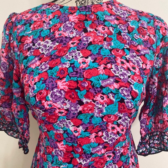 RIXO For Target Women's Puff Sleeve Pink Mixed Floral Dress Women's Size 4 - Picture 4 of 6